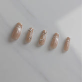 Vibeficant Progel Nude Handmade Gel Press on Nails Medium Coffin Glitter Design